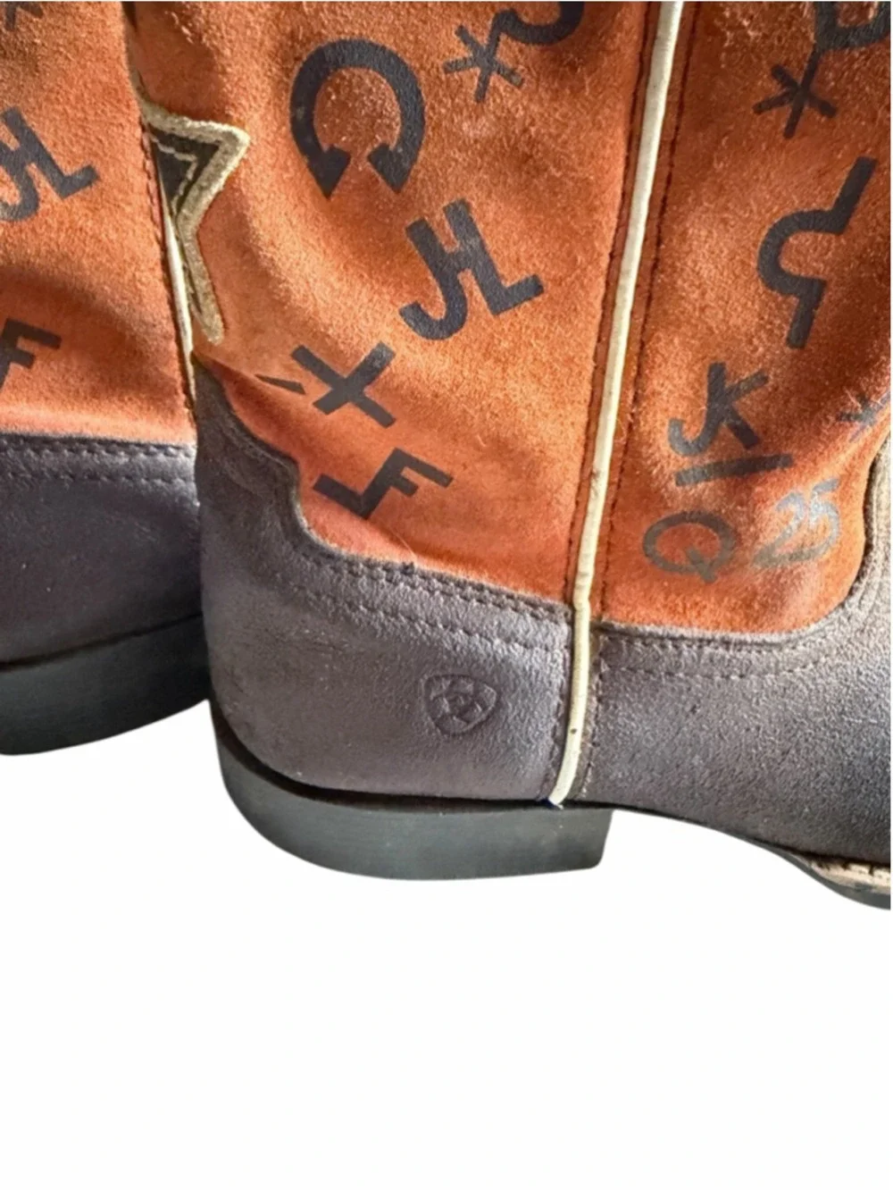 Ariat Kids Heritage Roughstock Western Cowboy Boots Brown Orange Size US 3 EU 34